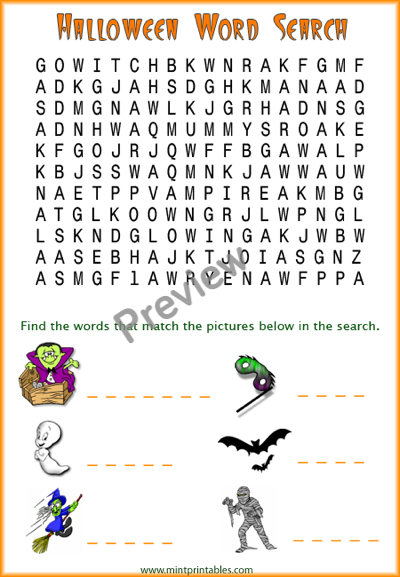 Halloween Picture Search for Children - Preview