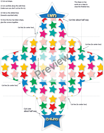 Starry Happy Birthday Party Favor Box - Preview