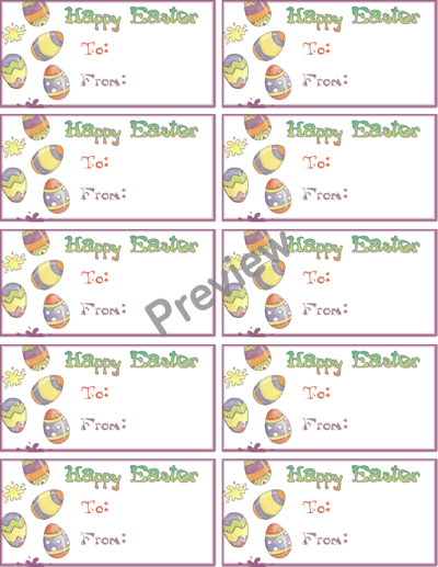 Pastel Easter Eggs Present Labels - Preview