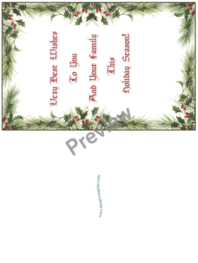 Christmas Holly Greeting Card - Preview