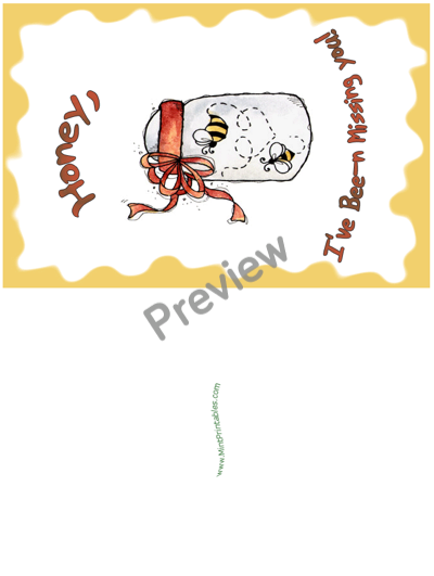 Honey Bee Miss You Card - Preview