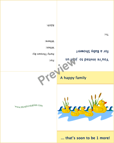 Baby Duck Invitations - Preview