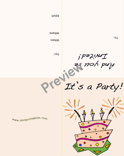Birthday Cake Invite - Preview