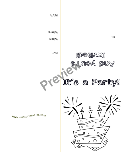 Birthday Invite - Coloring Page - Preview