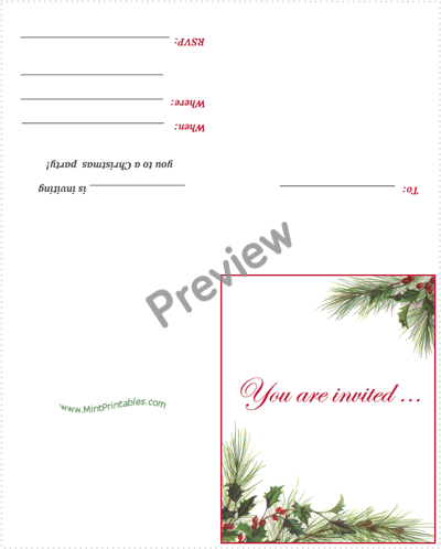 Christmas Holly Invite - Preview