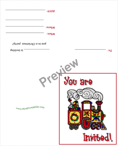 Toy Train, Christmas Invite - Preview