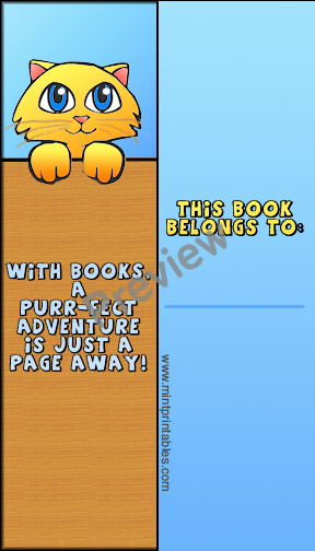 Cute Cat Bookmark - Preview