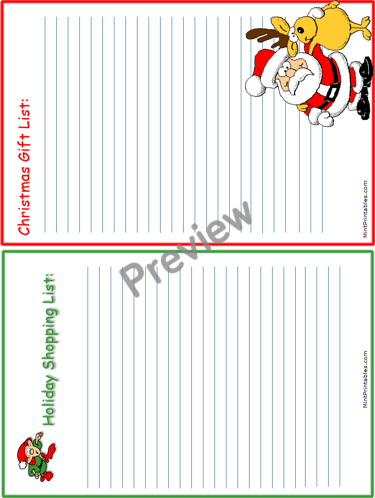 Christmas Shopping Lists - Preview
