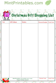 Christmas Gift list