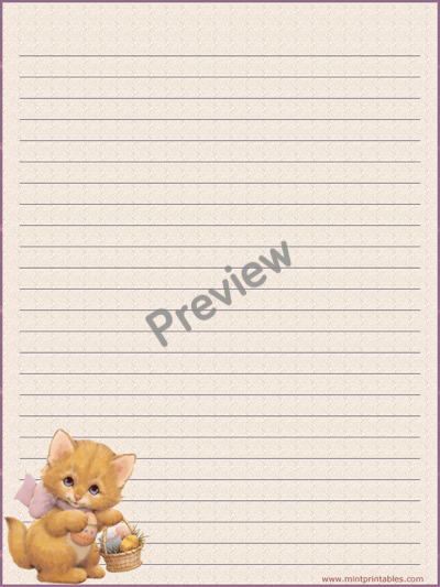 Easter Cat Writing Paper - Preview