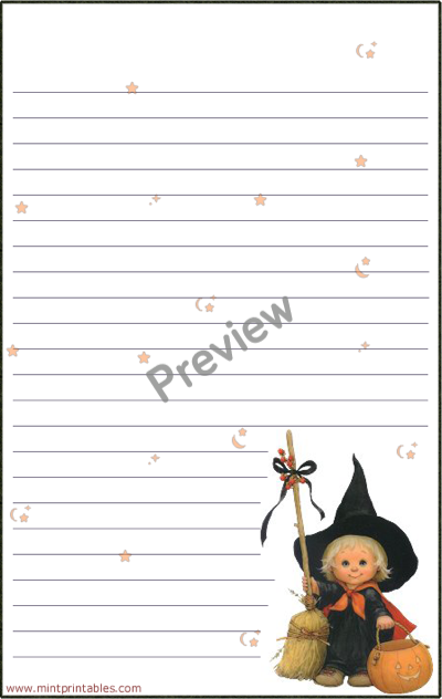 Halloween Witch Writing Paper - Preview