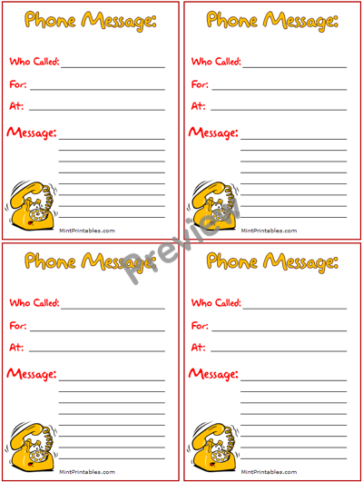 Phone Memo Template from www.mintprintables.com
