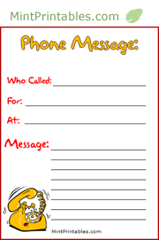 Yellow Cartoon Telephone Message Pad