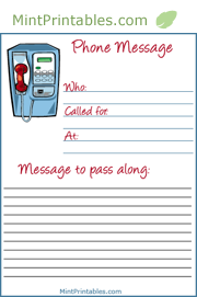 Blue Pay Phone Message notepad