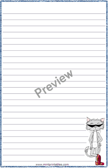 Cool Kitty Writing Paper - Preview