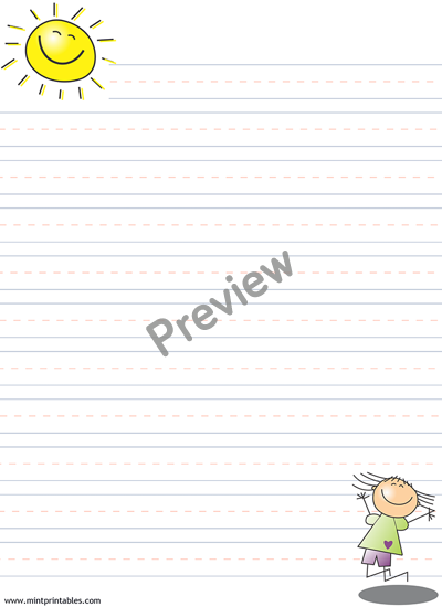 Playful Childrens Writing Paper - Preview