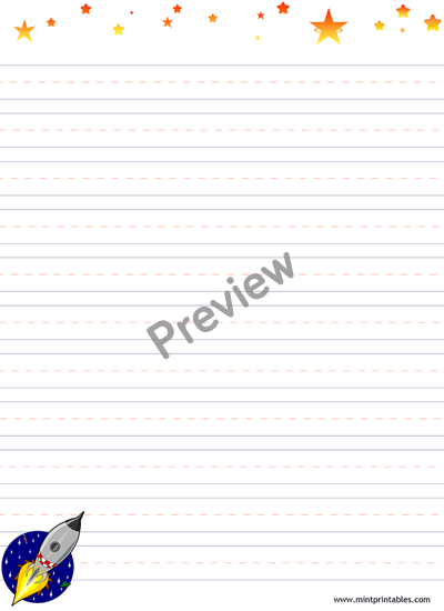 Space Rocket Writing Paper for Children - Preview