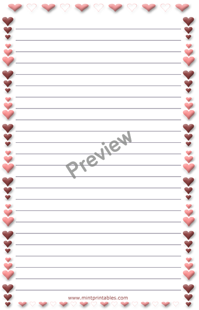Heart Bordered Writing Paper - Preview