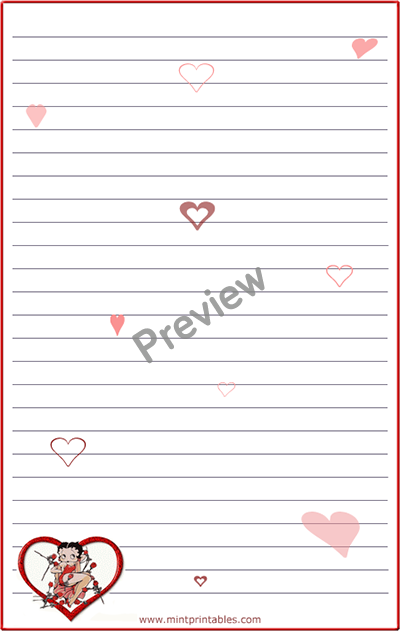 Betty Boop Writing Paper - Preview