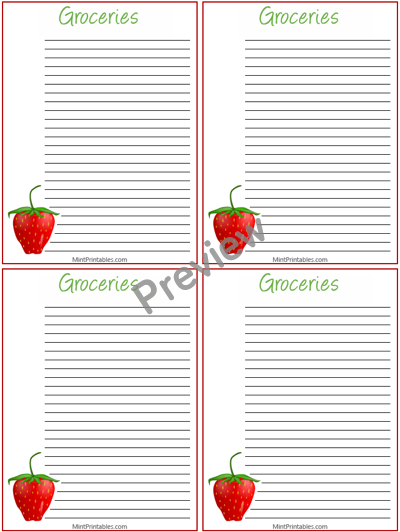 Supermarket Shopping List - Preview