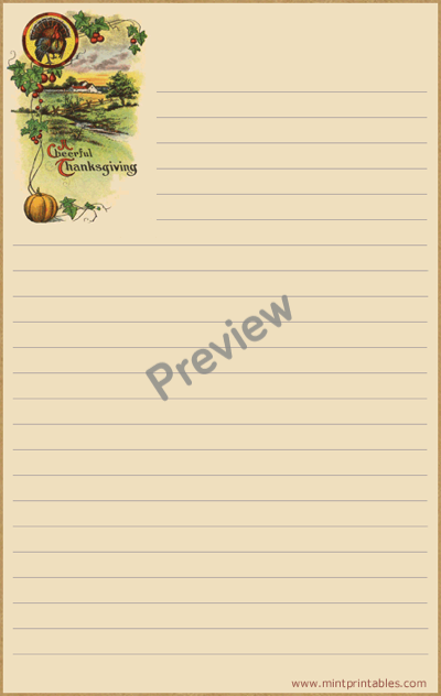 Cheery Thanksgiving Writing Paper - Preview