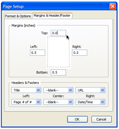 Adjust print margins in Firefox