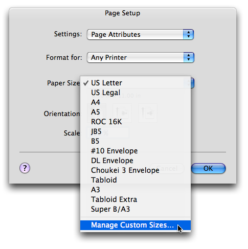 Osx Custom Sizes