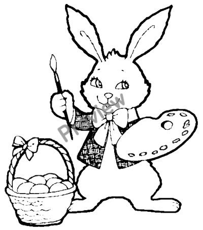 Easter Bunny Coloring Page for Children - Preview