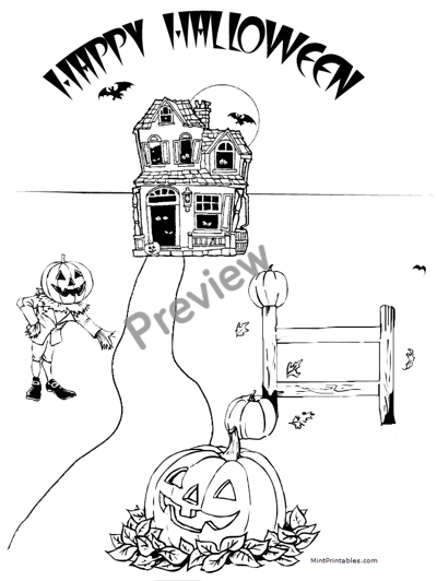 Childrens Halloween Coloring Page - Preview