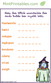 Halloween Witch Word Scramble