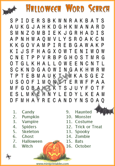 Find Halloween Words - Preview