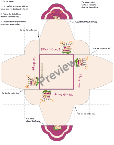 Miniature Birthday Cake Box - Preview