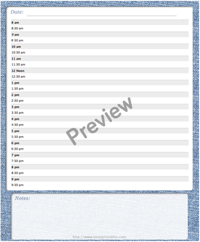 Blue Jean Day Daily Scheduler - Preview