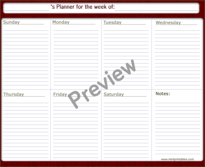 Business Like Week Planner - Preview