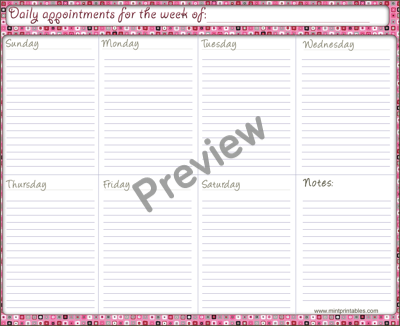 Fun, Feminine Week Planner - Preview