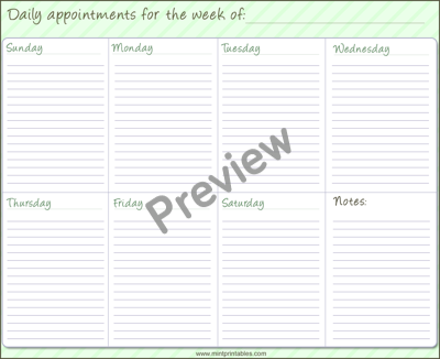 Green Weekly Planner - Preview