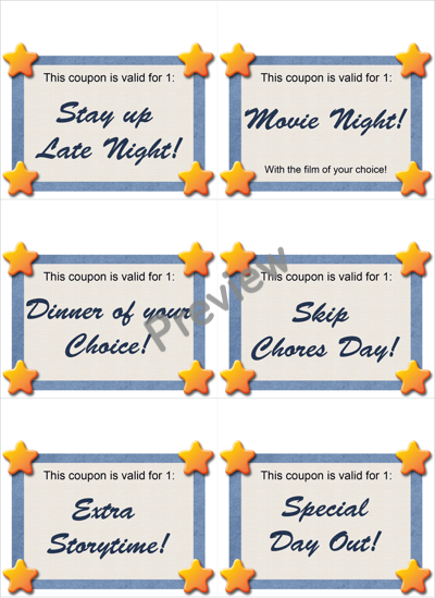 Reward Vouchers for Children - Preview