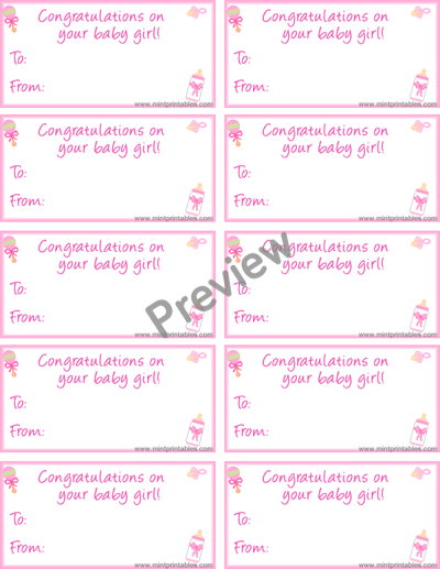 Printable Gift Tag for Baby Girls