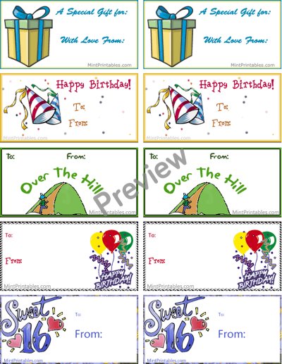 Birthday Tag Combo Pack - Preview