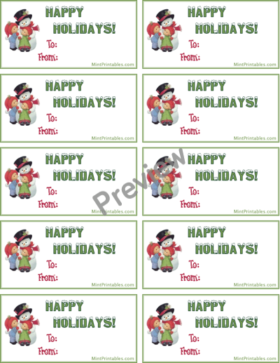 Frosty the Snowman Present Labels - Preview