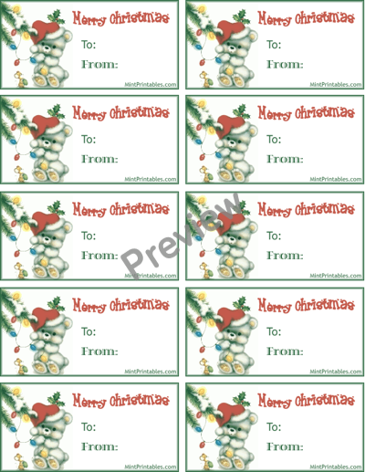 Christmas Mouse Present Labels - Preview