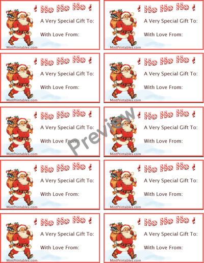 Printable santa claus gift tags