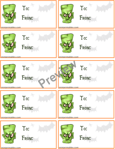 Frankensteins Monster gift tags - Preview