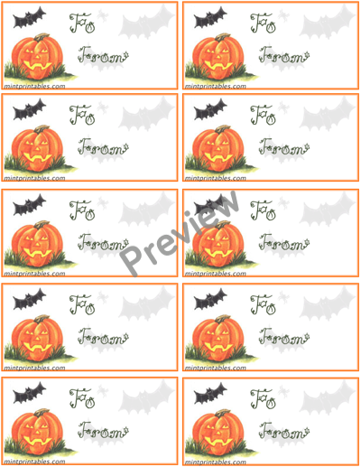 Halloween Pumpkin Present Labels - Preview