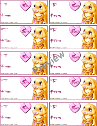 Valentine Bunny Present Labels - Preview