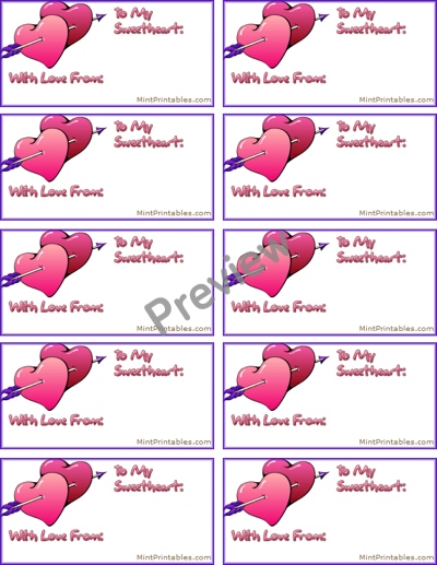 Heart Present Labels - Preview