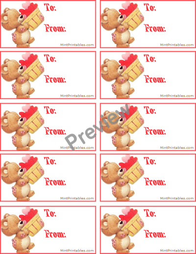 Teddy Bear Present Labels - Preview