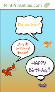 Cartoon Fish Birthday Card