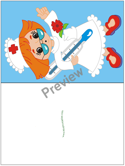 Cartoon Nurse Get Well Card - Preview