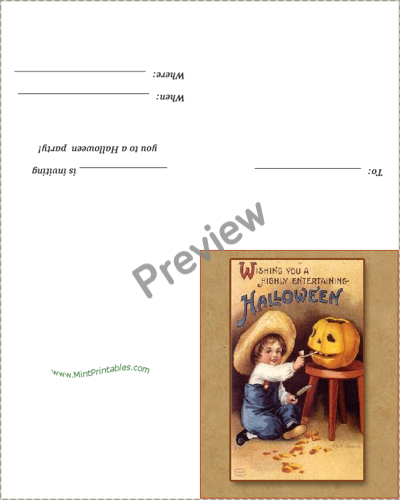 Vintage Hallowen Party Invite - Preview